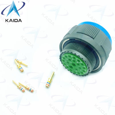500V Olive Green Cadmium MIL-DTL-38999 Σειρά 3 Crimp Χρυσές επαφές 23 αρσενικές καρφίτσες D38999/26WE99PN.8D σειρά