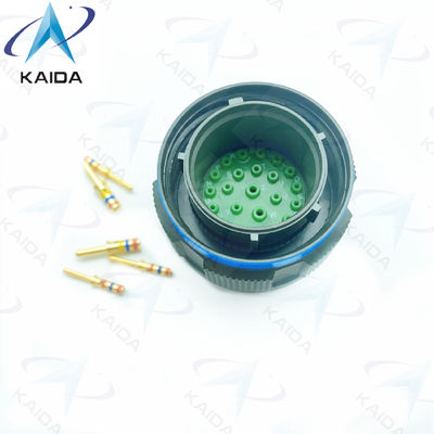 500V Olive Green Cadmium MIL-DTL-38999 Σειρά 3 Crimp Χρυσές επαφές 23 αρσενικές καρφίτσες D38999/26WE99PN.8D σειρά