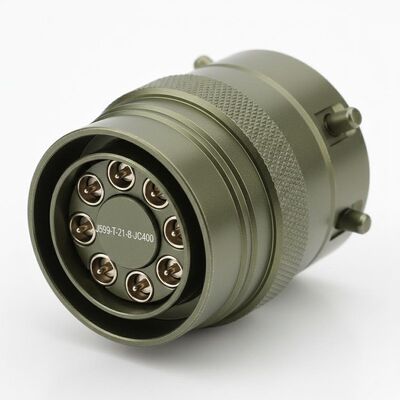 Αλουμινίου MIL DTL 38999 Προσαρμοσμένος κυκλικός σύνδεσμος με 8 πινές Εφαρμόσιμο για επαφές RF.J599-T-21-8-JC400