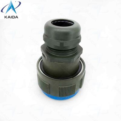 RJFTV6MG Ελαιο πράσινο φινίρισμα καδμίου. Βύσμα με μεταλλικό αδένα. Σύστημα σύζευξης με σπείρωμα Tri Start (τύπου MIL-DTL-38999 σειράς III) με συσκευή κατά της αποσύζευξης - Μέγεθος κελύφους 19